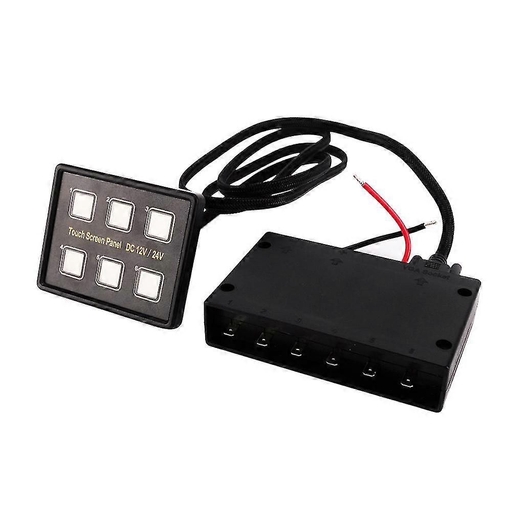 Waterproof 6 gang led car marine switch panel with circuit breaker , box