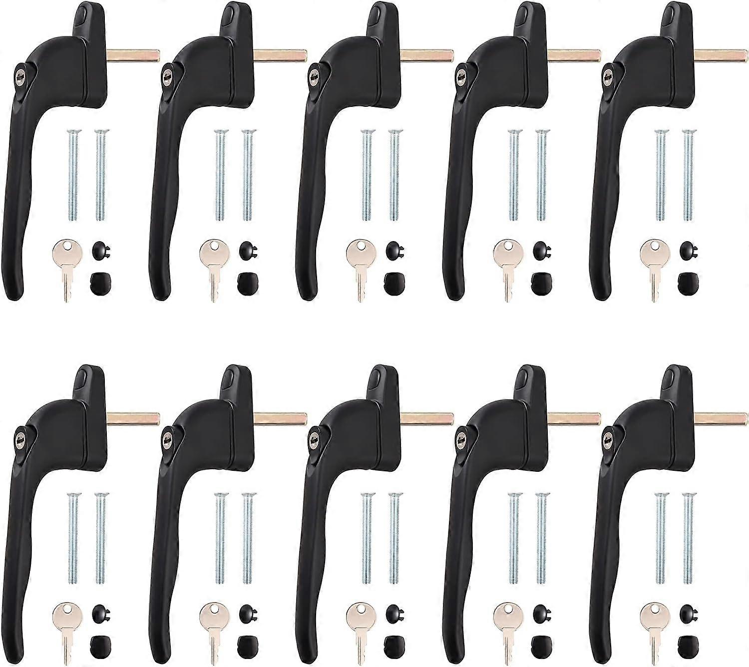 Maniglia per finestra 10 pezzi Maniglia per finestra in PVC con doppi vetri Maniglia per finestra Espag universale - Bianco 43mm Nero