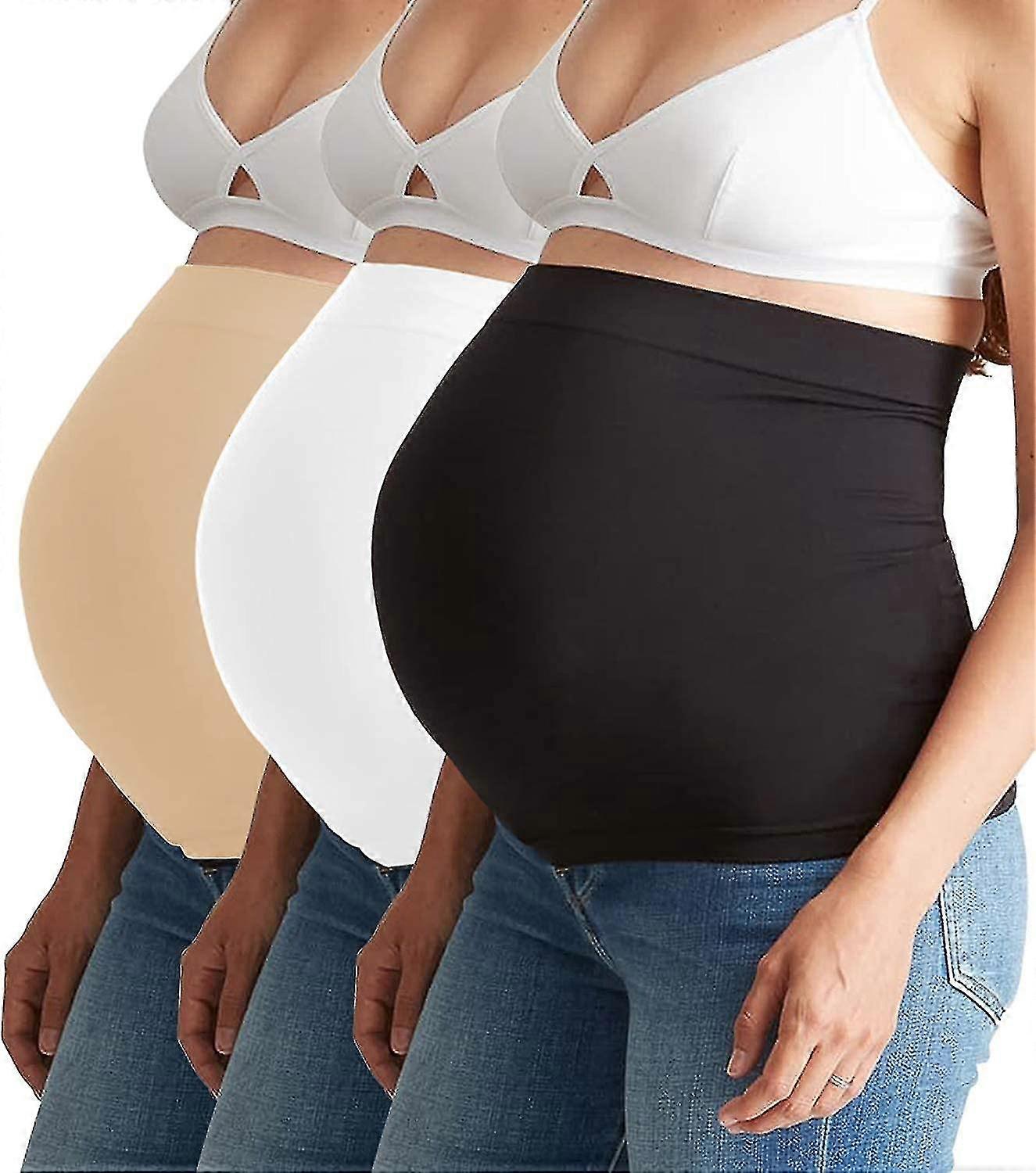 3pack seamless maternity support belly band non-slip silicone stretch