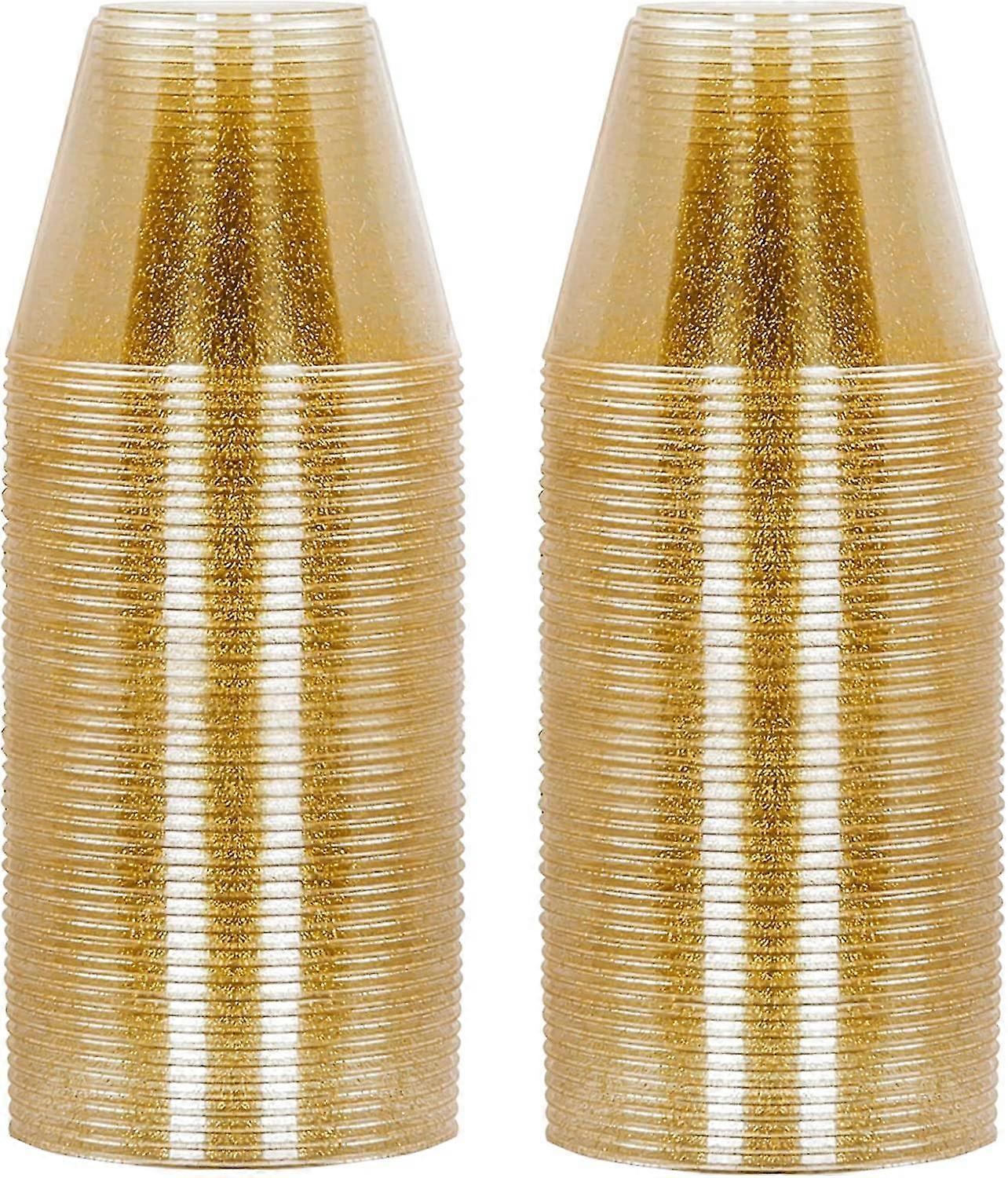 glitter plastic cups gold glitter disposable cups 9 oz 100 pack clear