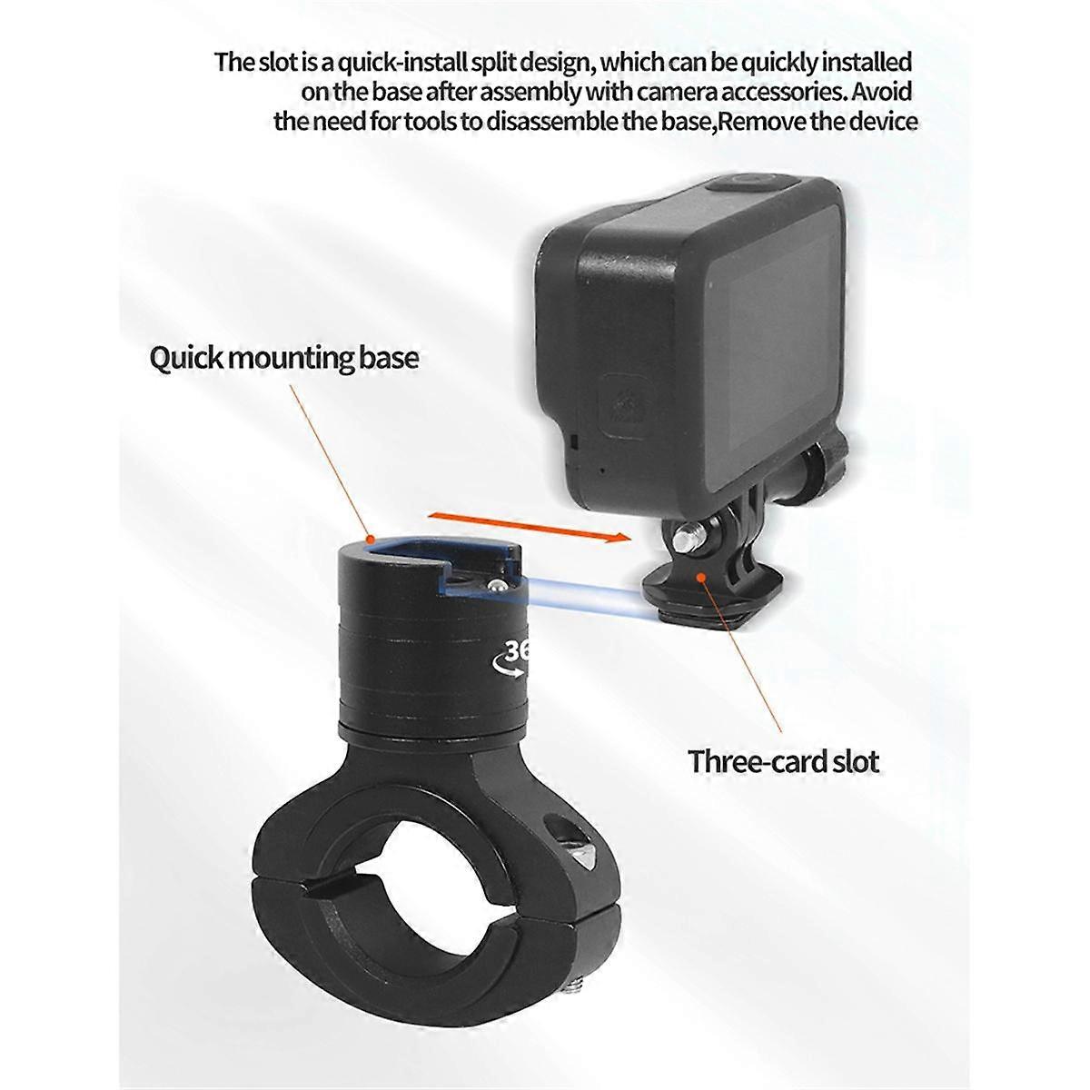 For Gopro12 Cameras 360 Rotation Quick Disassembly Metal Handlebar Pipe Clamp Quick Installation F