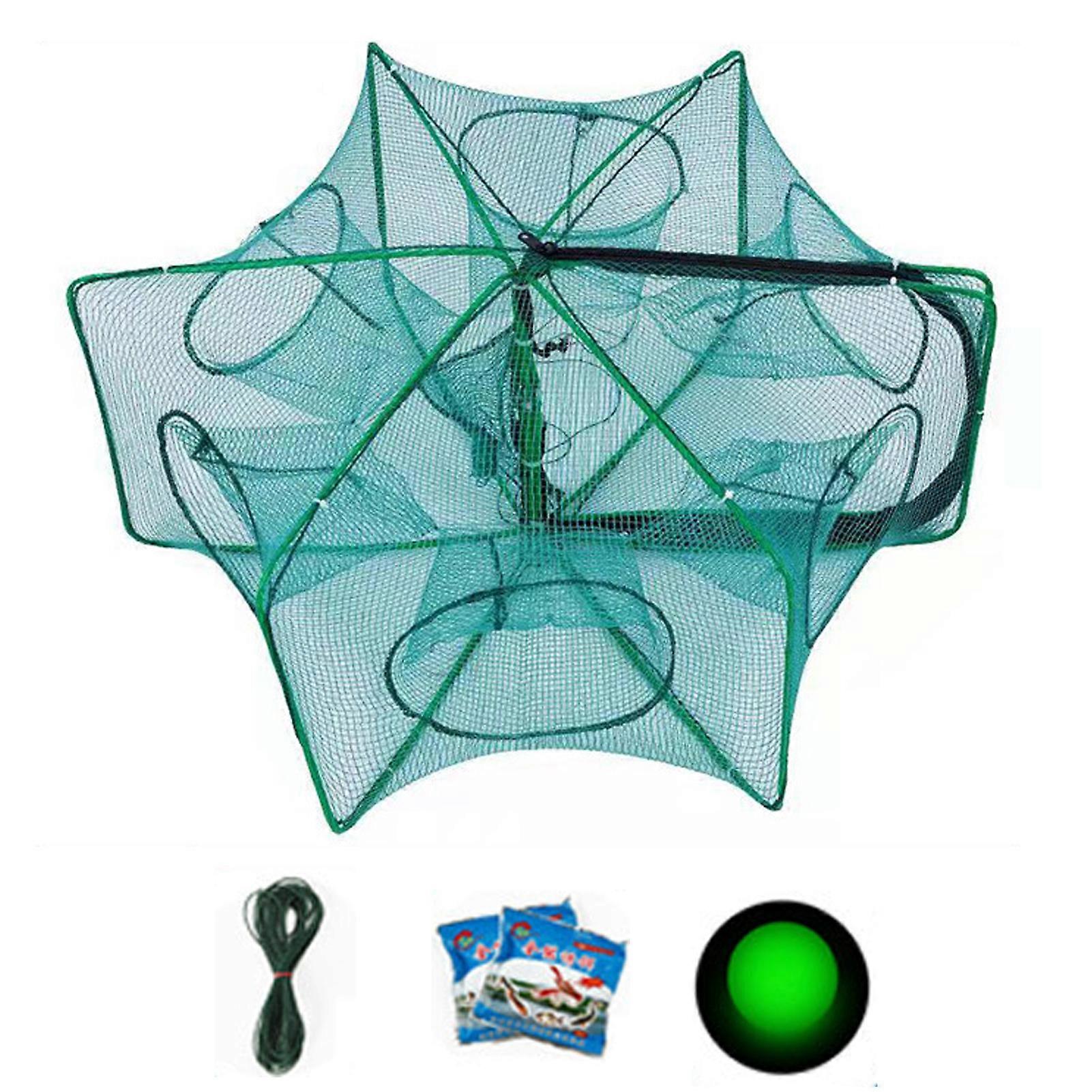 1 Set Foldable Fishing Bait Trap 6/8 Holes Heavy Duty Fine Mesh Portable Collapsible Shrimp Minnow Crawfish Catcher Trap Cast Trap Net Dip Cage