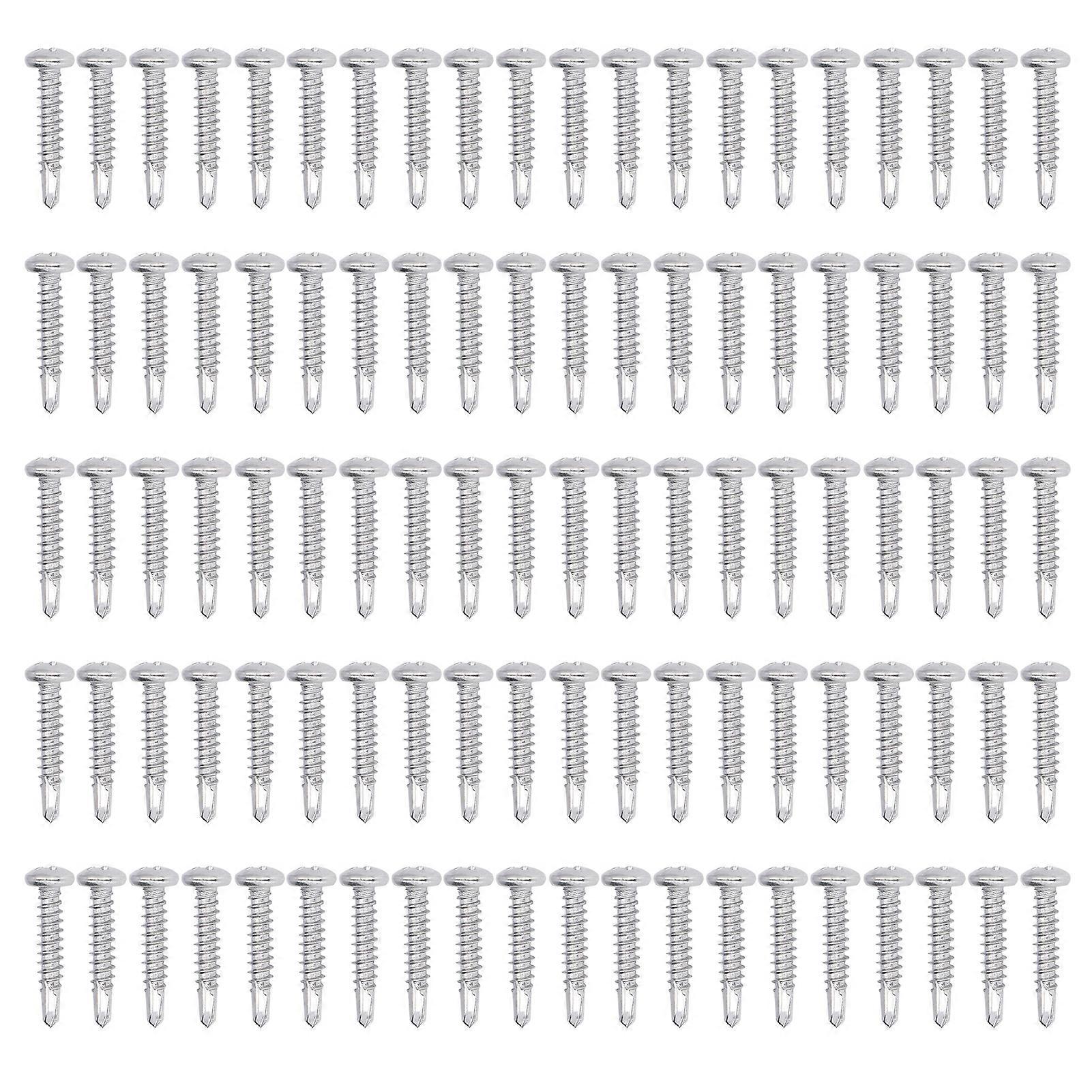 Pour 100PCS Vis autoperceuse 410 Vis à tête cruciforme en acier inoxydable Remplacement M4.8x25 Filetage