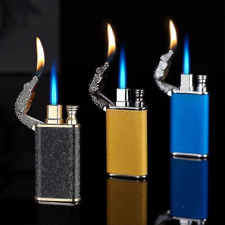 Creativity Frosted Crocodile Butane Lighter Two Kind Flame Gas Cigarette Lighter