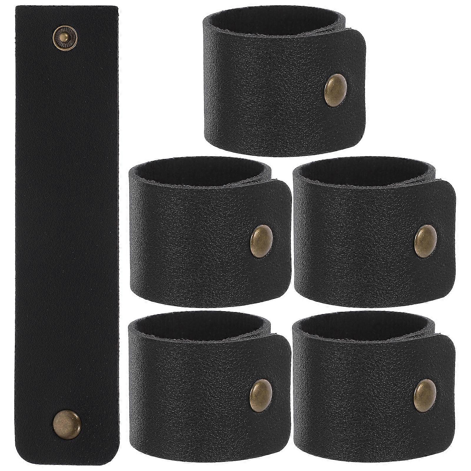 6pcs Ronds De Serviette En Cuir PU Ronds De Serviette Simplicité Serviette Boucle Vacances Ronds De Serviette