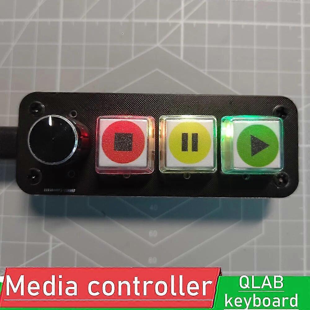Media Controller Qlab Keyboard Professional Performance Controller 3-tangenters knoppenhet Gratis musikspelare Controller