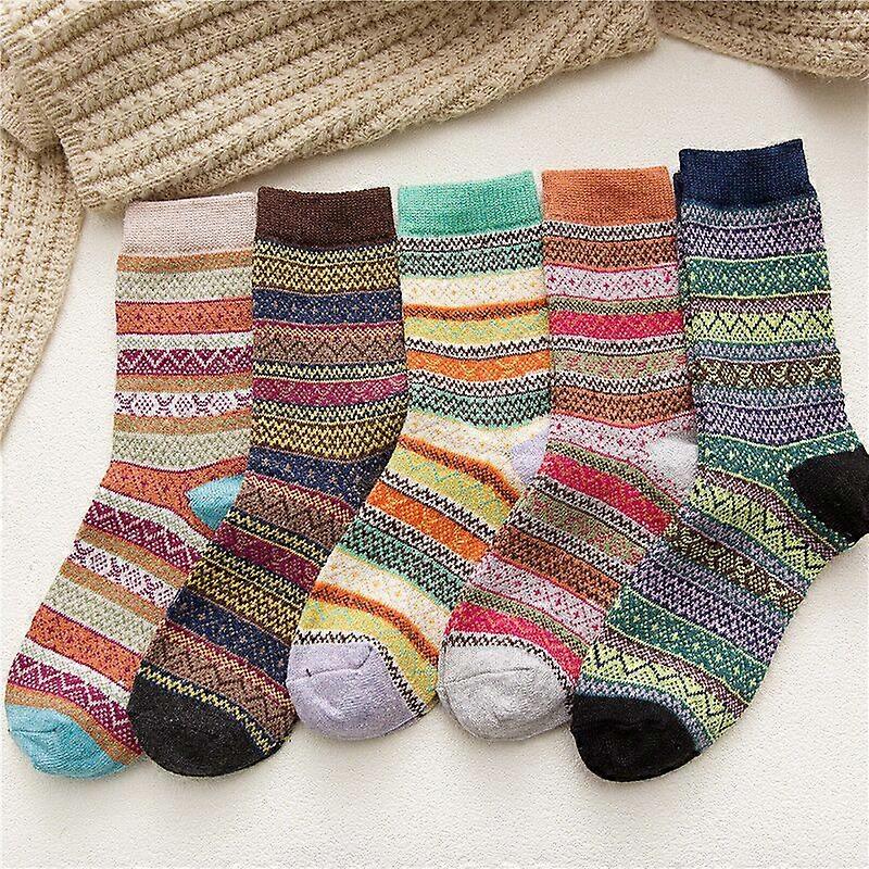 10 pár gyapjú zokni, termikus zokni nőknek, meleg téli zokni nőknek, vastag kötött zokni, téli női zokni, colorfu