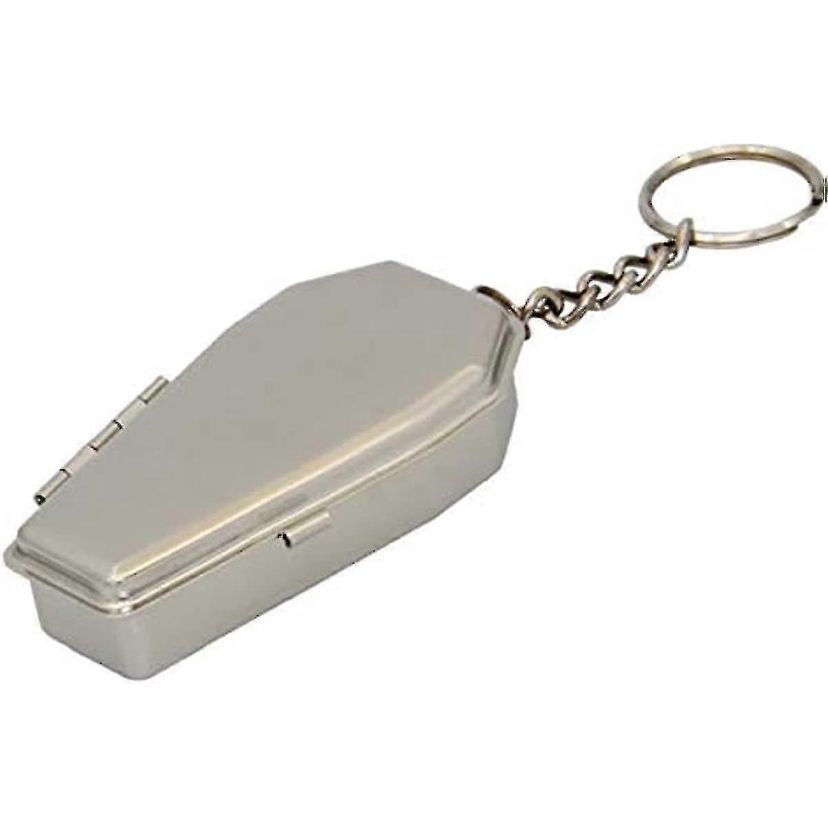 Coffin Shaped Keychain Metal Portable Ashtray Creative Gift Keyring With Lid