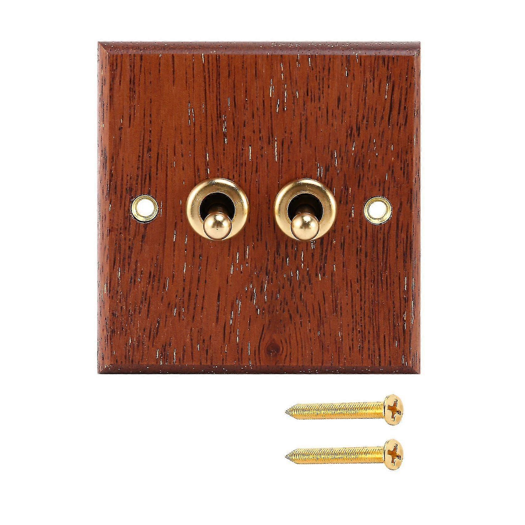 86 Type Solid Wood Panel Switch Wall Light Retro Brass Toggle Switch Wood Grain Electrical Switch S