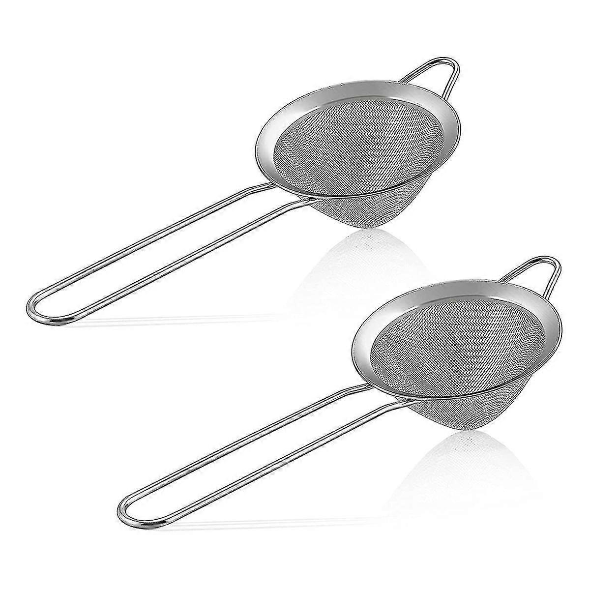 2-piece Stainless Steel Tea Strainer Small Cone-shaped Silver