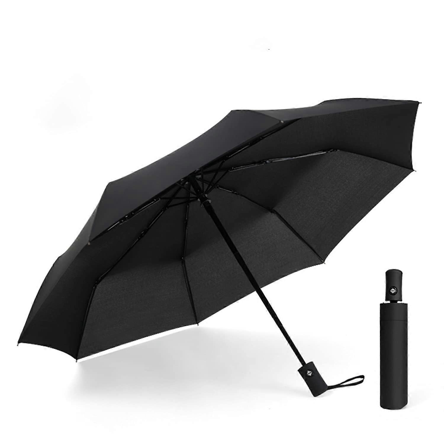 Windproof Travel Umbrella - Light, Automatic -8 Ribs(Black)
