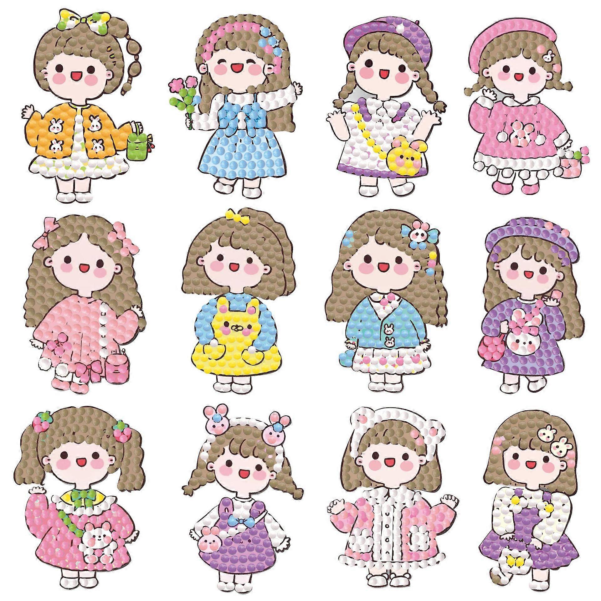 12pcs rabbit cartoon DIY handmade diamond stickers