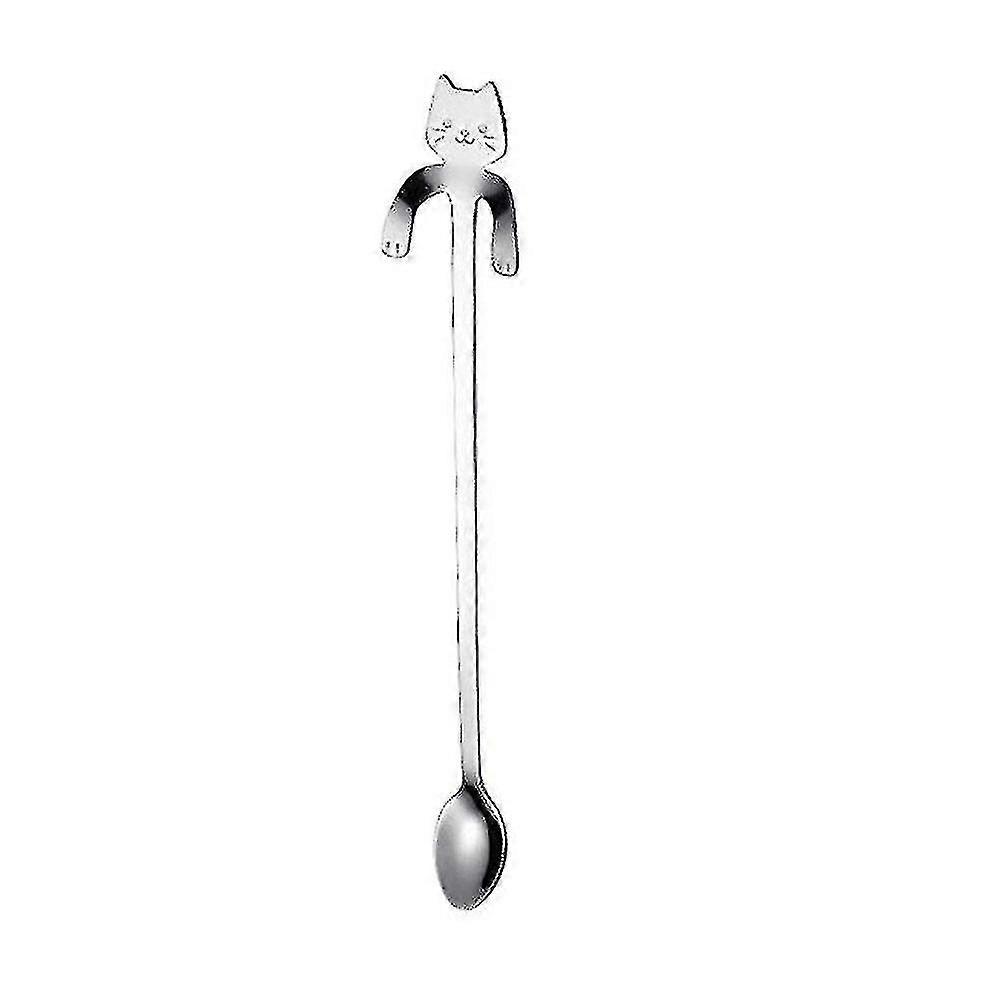 5pcs Cat Less Steel Tea Hanging Spoon Kit