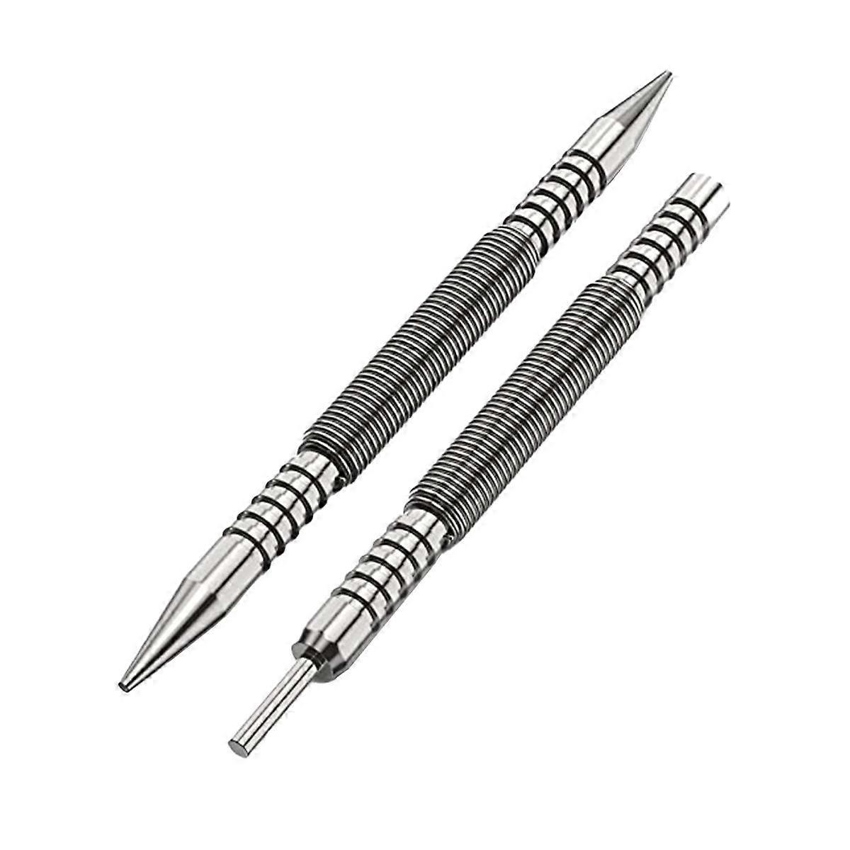 Spring Double End Nail Punch Set Center Hole Punch Spring Loaded Marker Metal Woodworking Drill Bit