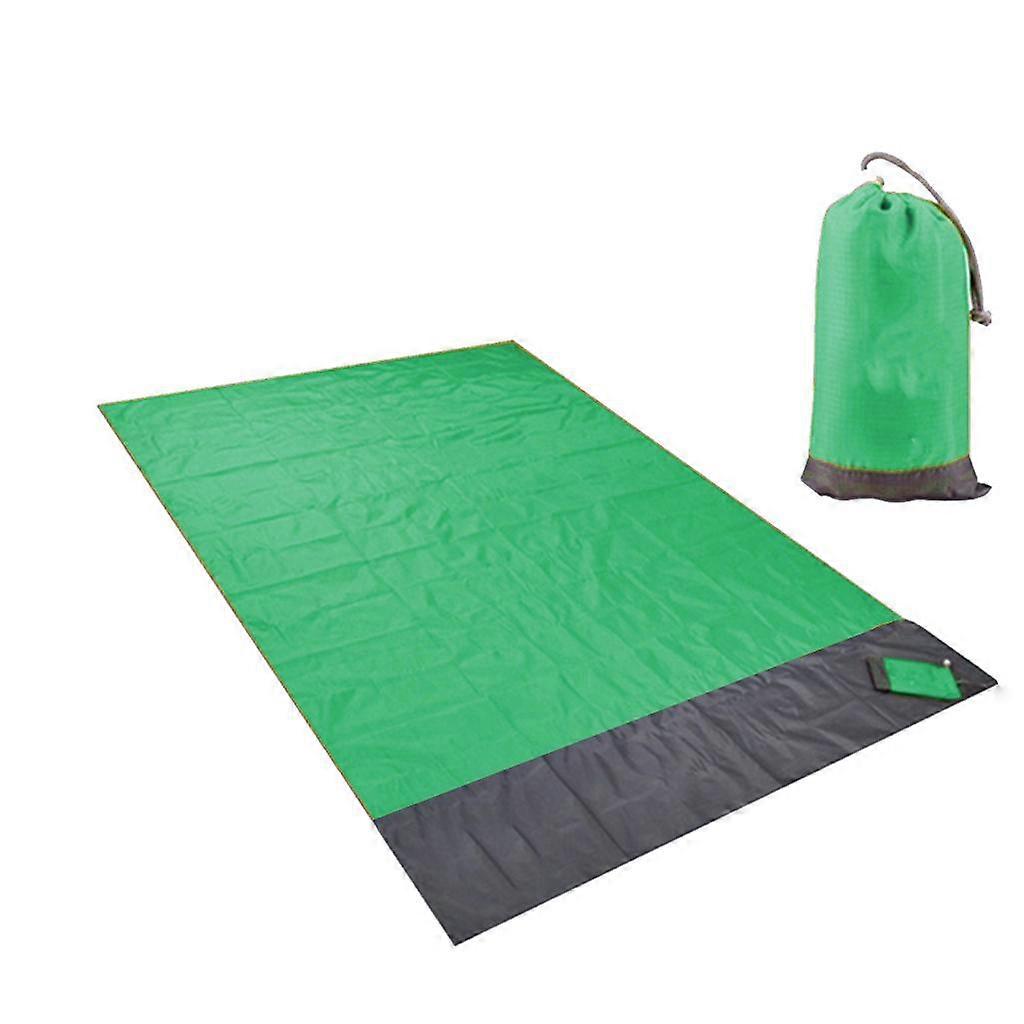 Beach Blanket Waterproof Pocket Picnic Sheet Mat Quick Drying Rug Green