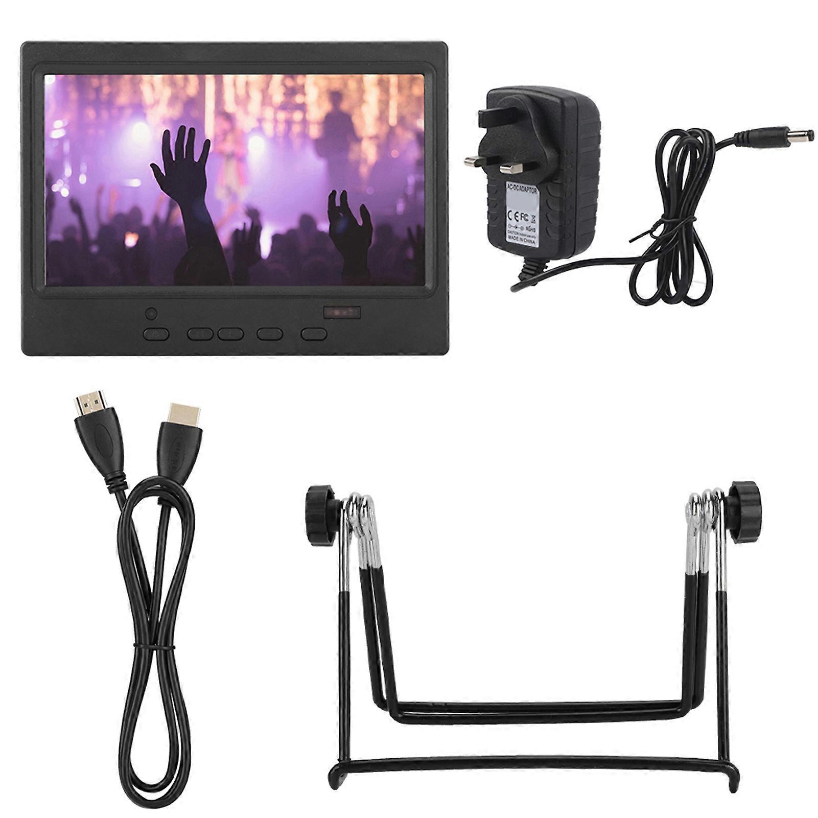 7 Inch Portable Monitor 1024x600 Multifunction Display Support HDMi VGa AV Input(UK Plug)