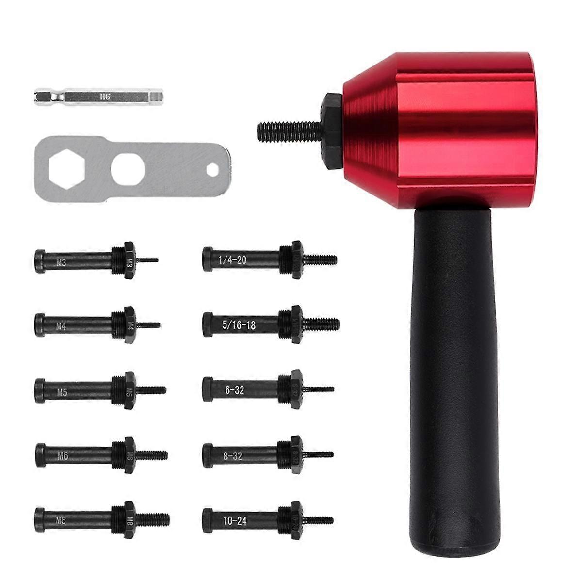Metric/Inch Rivet Nut Converter Insert Nut Riveting Tool Cordless Rivet Nut Adapter Kit for Electric Drill/Hand Wrench