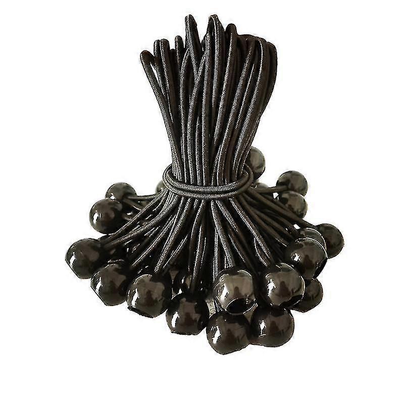 25 Pcs tensor de esfera elástica, Tensor de lona de pavilhão, camping, barraca de corda, cortina de pacote de cabo de extensão - Preto
