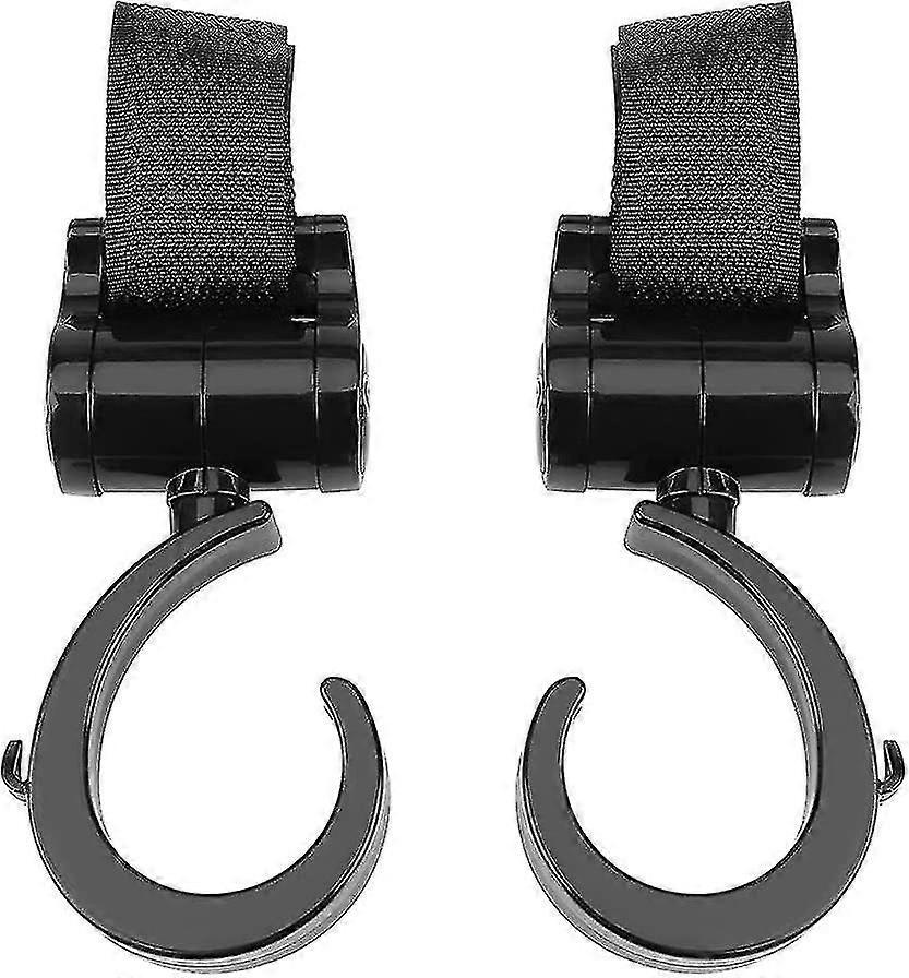 Stroller Hanger Multi-purpose 360 Degree Rotating Stroller Stroller Hook Abs Plastic Hanger Accessories (black) (2pcs)
