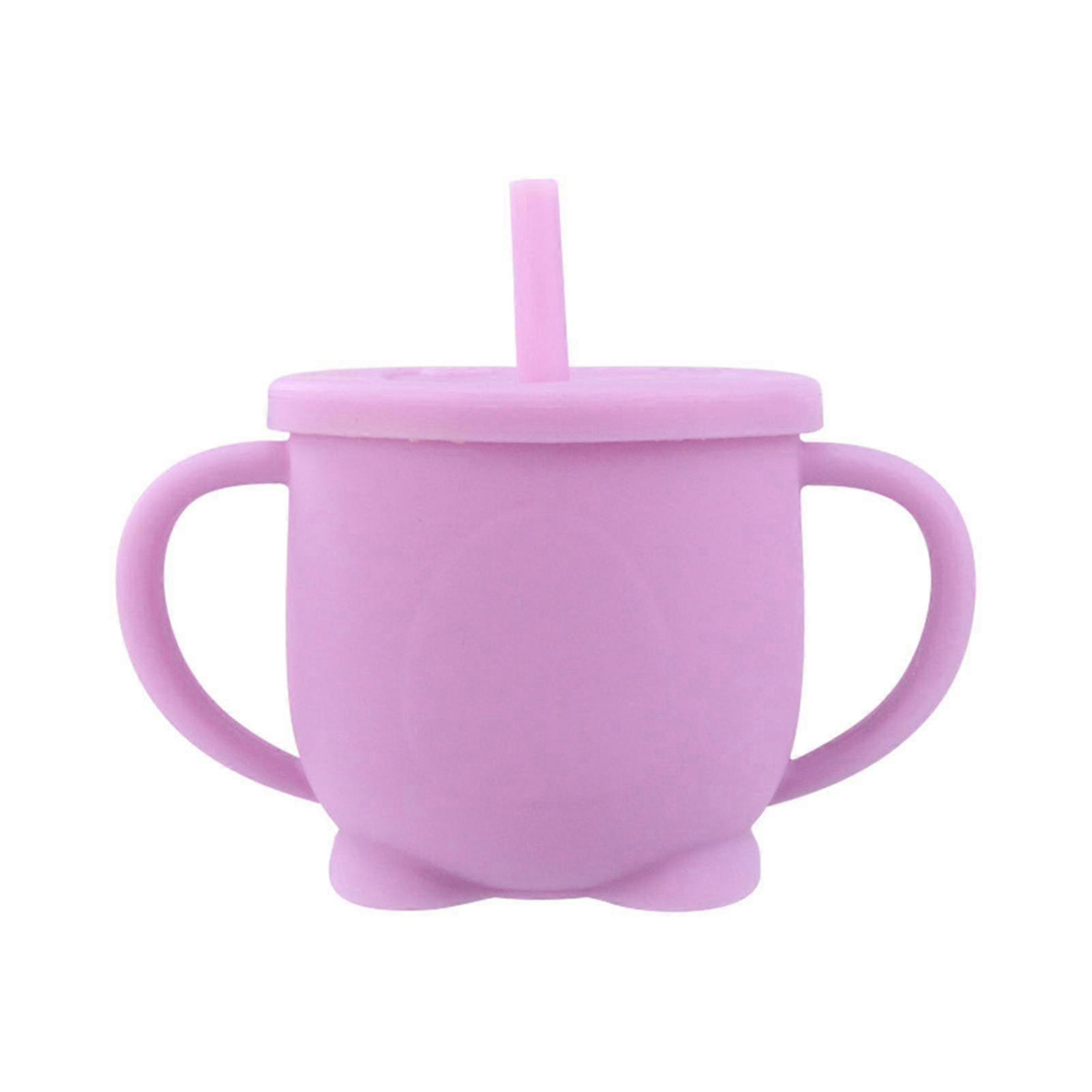 200ml Straw Cup Unbreakable Silicone Rupture Resistant-purple
