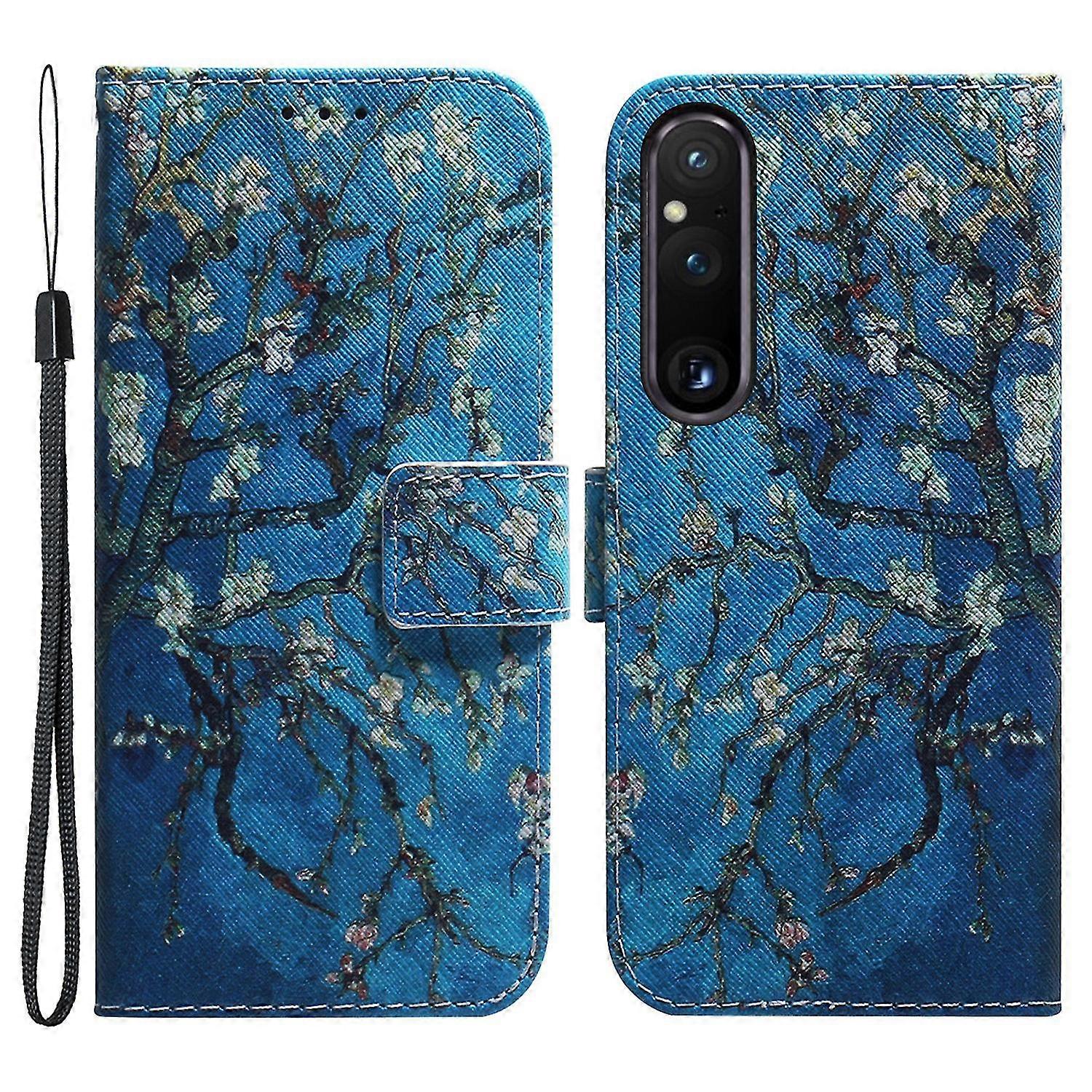 For Sony Xperia 1 V Pattern Printing Shockproof Stand Cover Pu Leather Wallet Phone Case With Strap