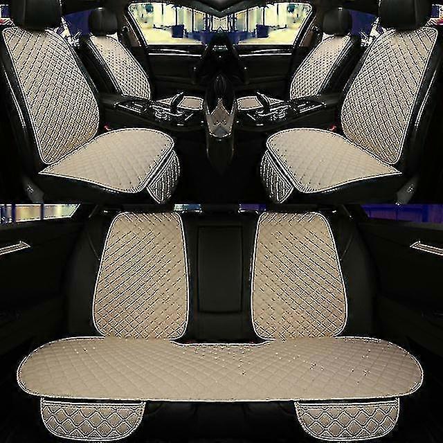 Beige Car Seat Cover With Backrest Protector - Front/back Seat Cushion Pad