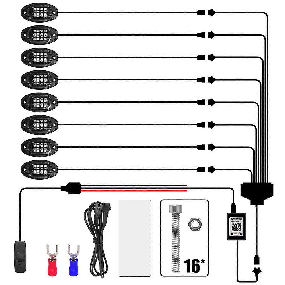 Châssis de voiture Lumière Bluetooth APP Contrôle Synchronisation de la musique 4/6/8 en 1 pour Jeep tout-terrain camion bateau Undergolw RGB LED Rock Lights