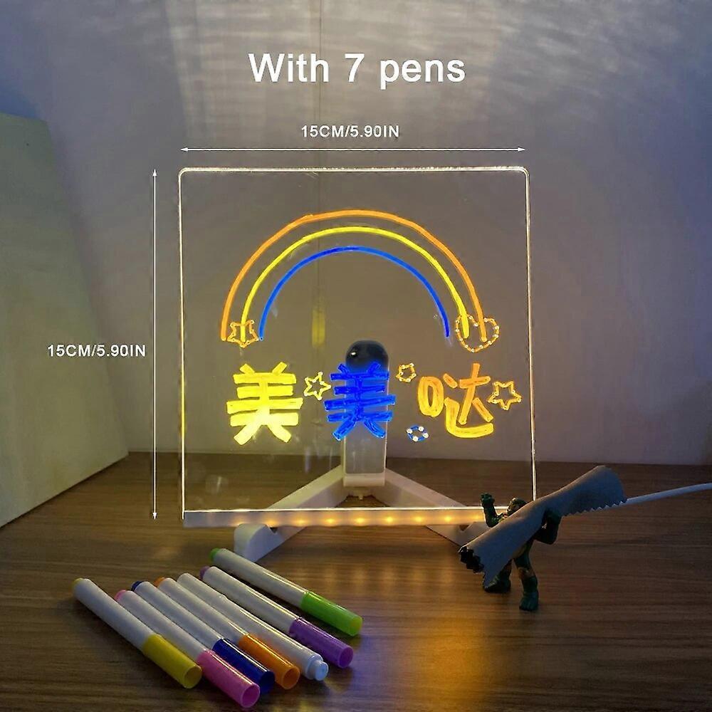 Personalized LED Lamp Acrylic Message Note Board Erasable USB Childrens Drawing Board Bedroom Night Light Birthday Kids Gift