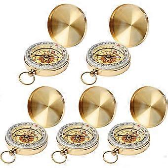 Camping Survival Kompas Metalen Pocket Kompas Kids Kompas voor Wandelen Camping Jacht Outdoor Militaire Navigatie Tool (5 stuks)