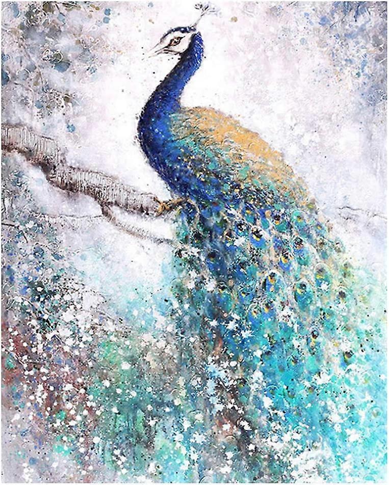 (40 x 50cm) DIY Square Diamond Painting Full Drill 5D Square Diamond Painting Kit by Adult Peacock Square Rhinestone Embroidery for Kids Beginners Art