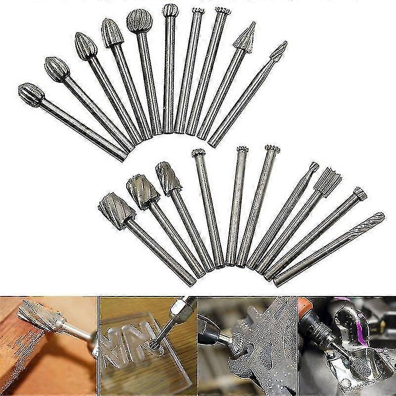20pcs Bore bits Dremel Sæt Stål Rotary Graters High Speed Træ Carving Tools