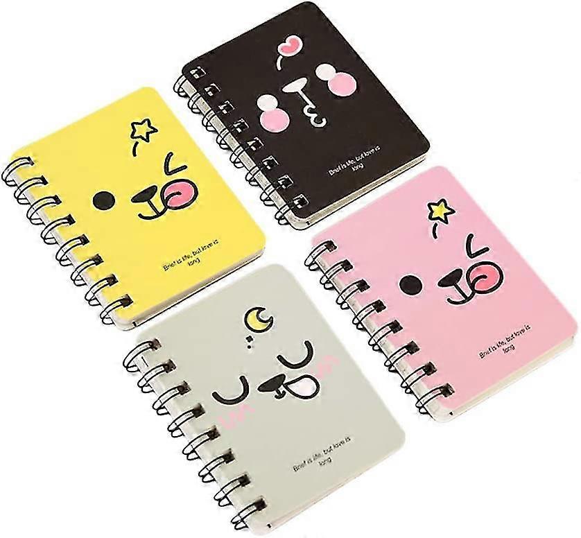 ミニ漫画ミニノートブック日記帳ポータブルメモ帳ポケット旅行ジャーナルノートブック(4pcspink+イエロー+グレー+ブラック)