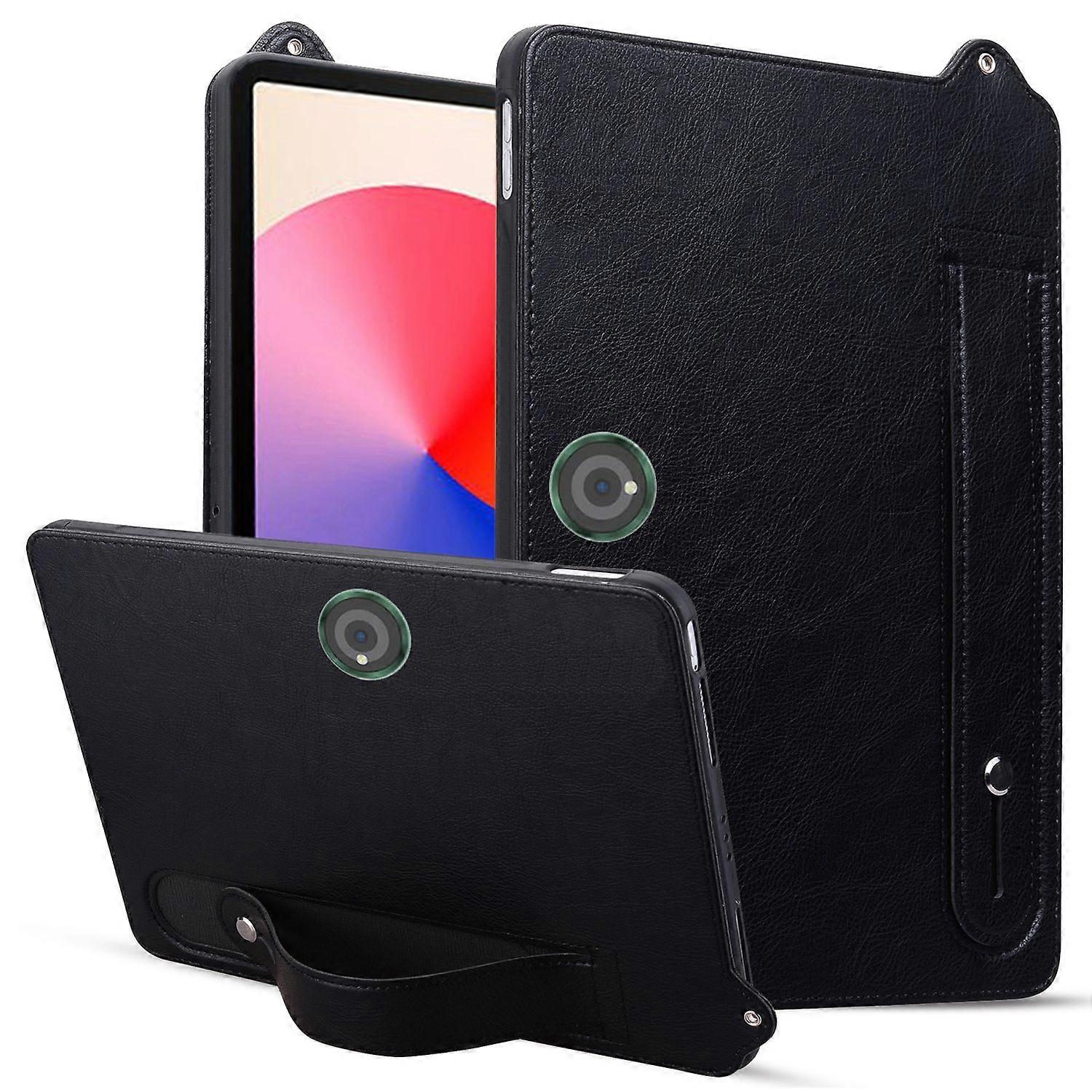 For OnePlus Pad Pro Case Hand Strap Kickstand Leather Tablet Cover - Black