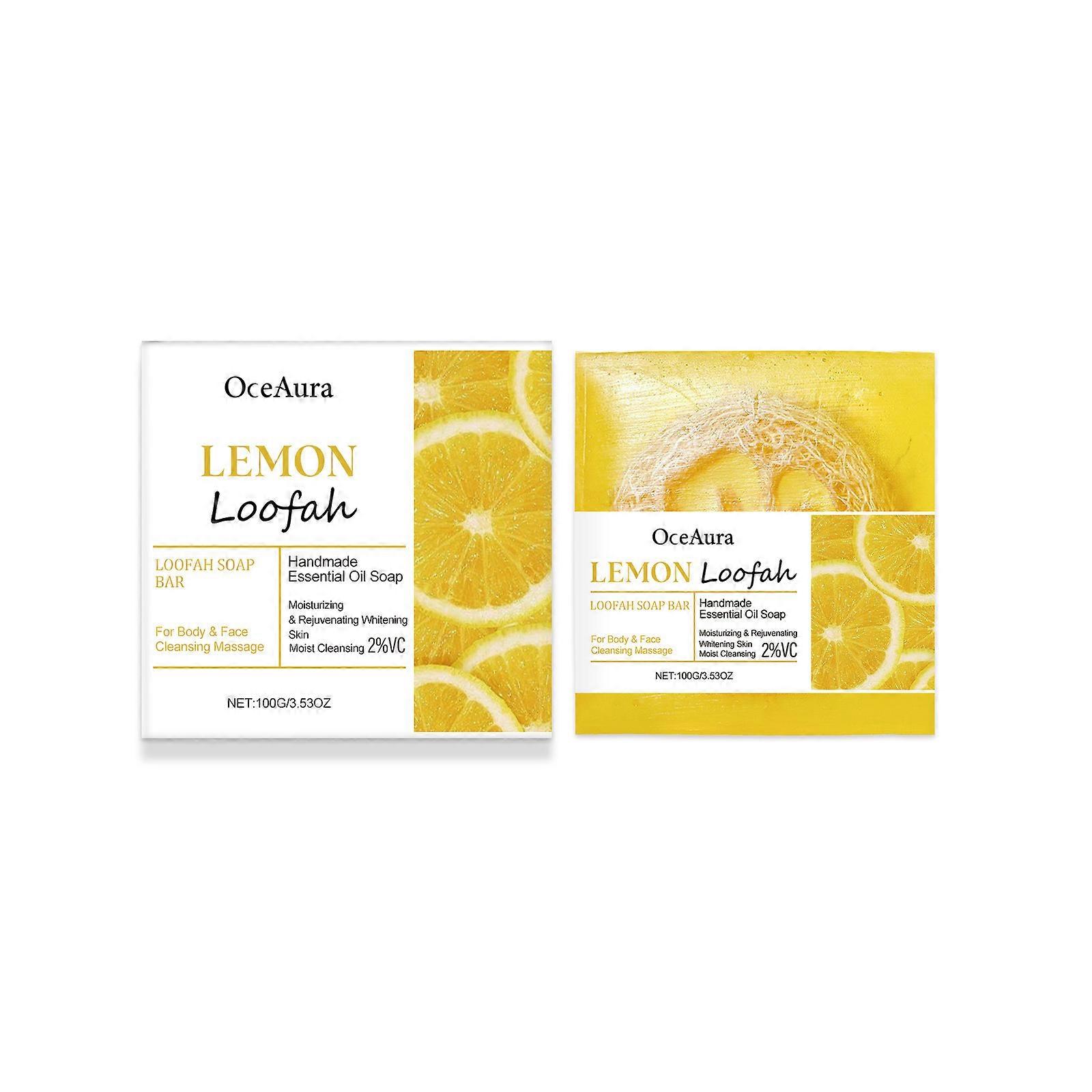 Φυσικό Βοτανικό Σαπούνι Loofah, 100g Χειροποίητο Σαπούνι Αιθέριου Ελαίου, Ενυδατικό Λουλουδάτο Σαπούνι Προσώπου Σώματος, Σαπούνι Μπάνιου Λούφα Λεμόνι