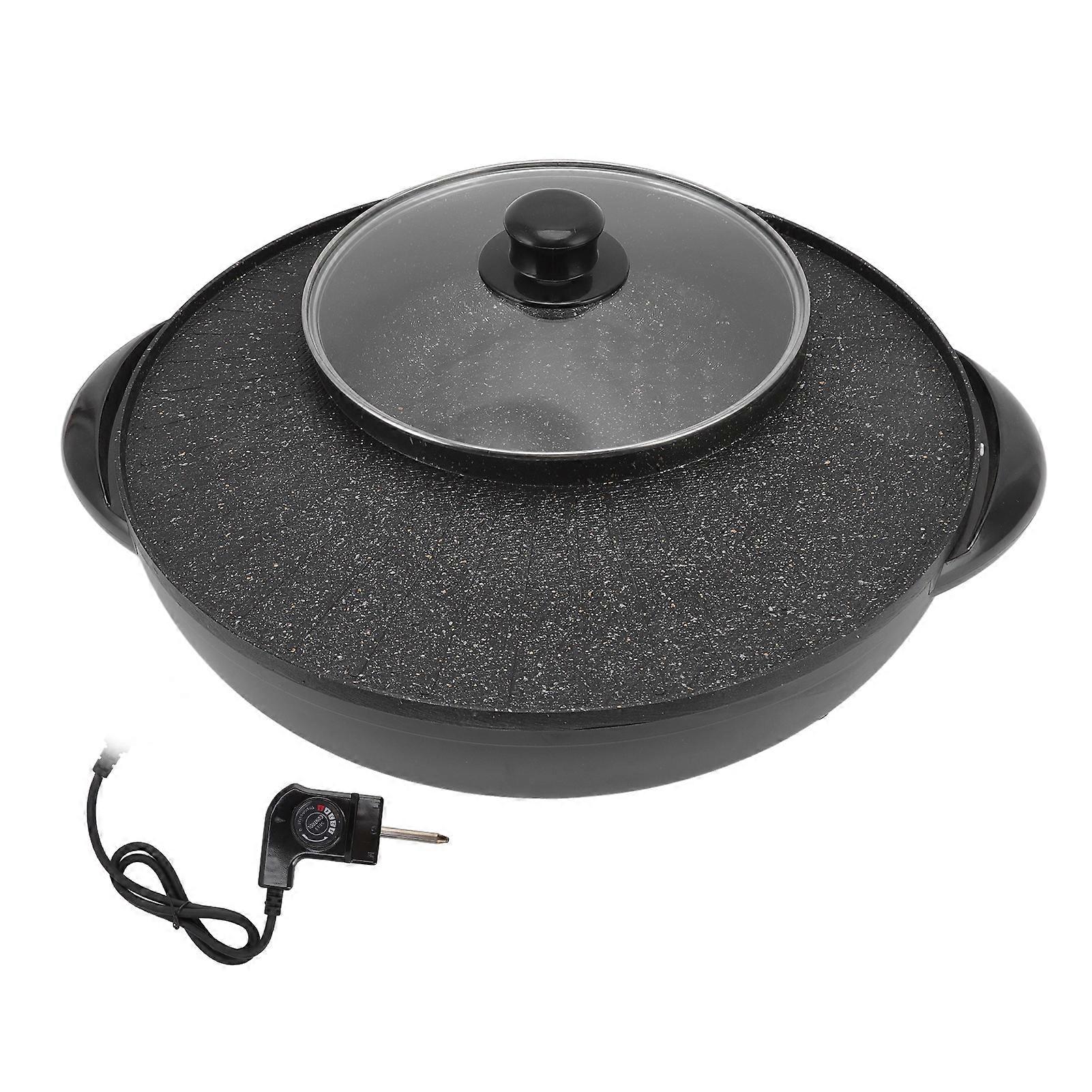 Electric Grill Hot Pot Prevent Stick 5 Temp Multi Functional Barbecue Pot Combo for Home Boil Fry