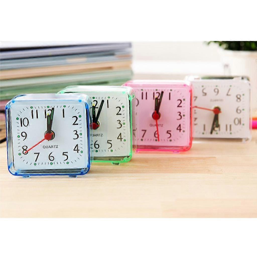 2x Mini Simple Style Square Clock Bed Compact Travel Quartz Beep Alarm Clock