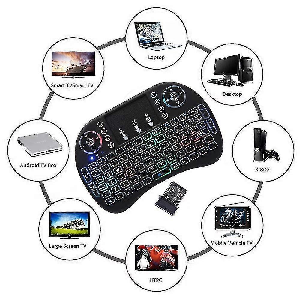 Backlit Mini Wireless Keyboard, Handheld Remote With Touchpad Mouse