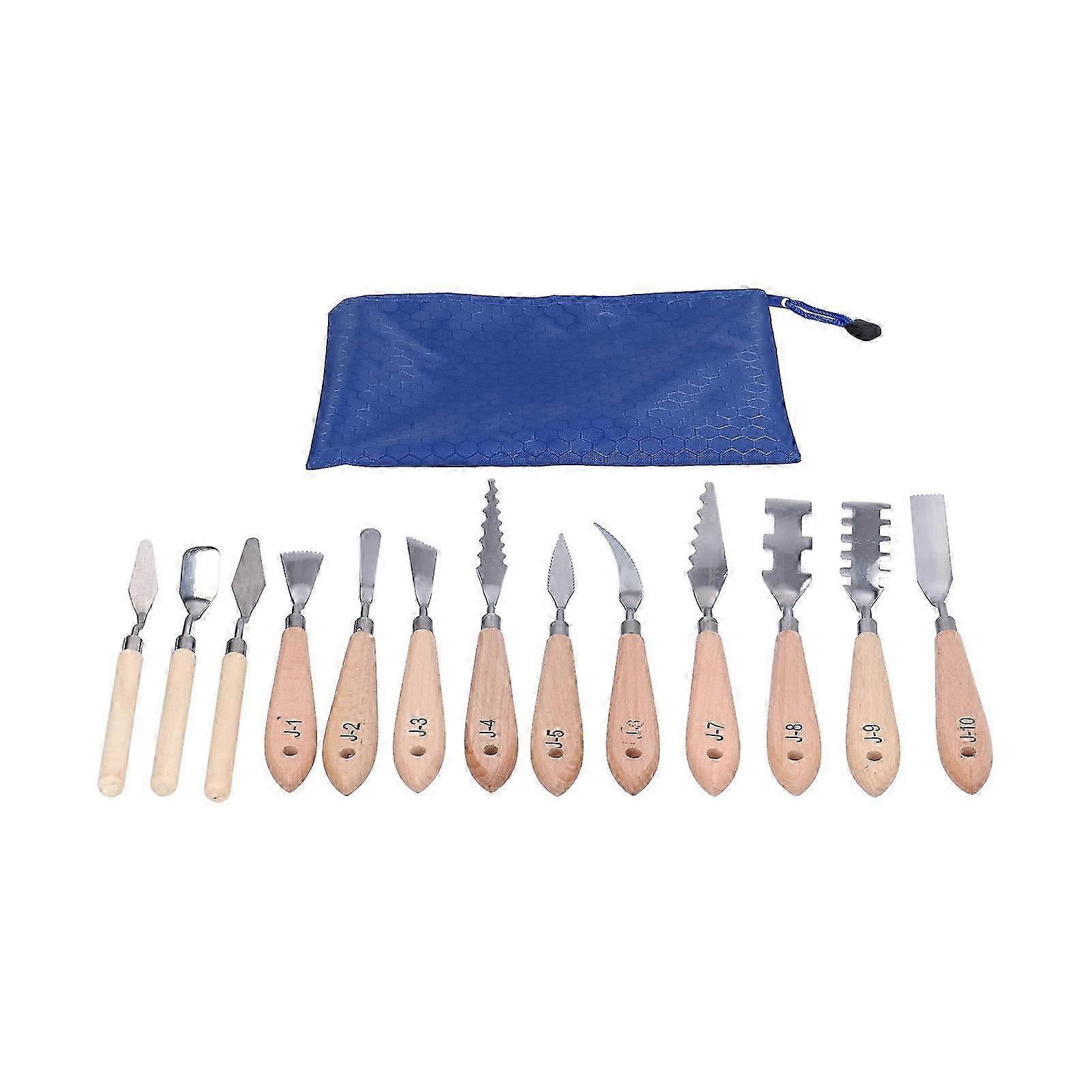 13 قطعة لوحة سكين زيتي اللوحة مكشطة خاصة الشكل مع حقيبة تخزين للرسم الفني