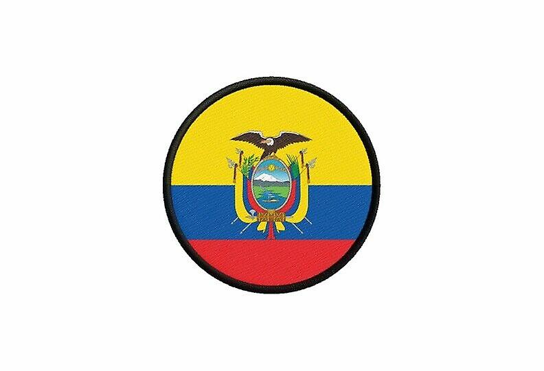 Patch ecusson flag ecuador printed thermosticker round round
