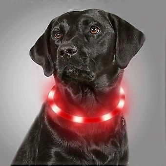 Light Up Collar For Dogs, Usb Rechargeable Led Dog Collar, Flashing Adjustable Safety Collar For Small, Medium And Large Dogs, Red