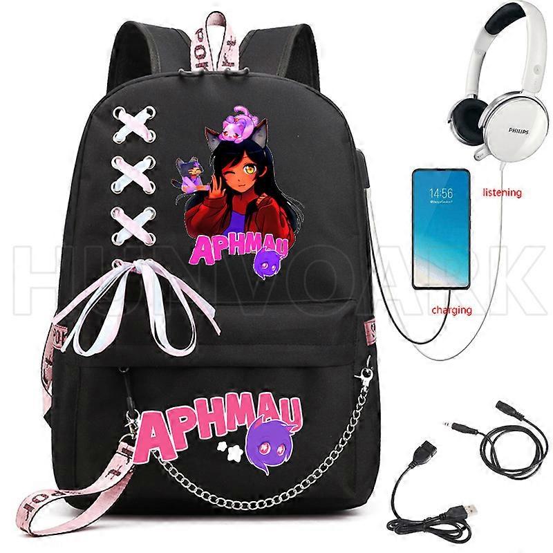 ألعاب Aphmau حقيبة ظهر USB شحن شخصية حقيبة الظهر للرجال والنساء للماء أكسفورد حقيبة مدرسية لأجهزة الكمبيوتر المحمول 18 بوصة Mochilas