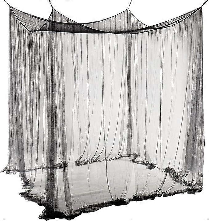 Square mosquito net black (190 * 210 * 240cm), poster bed cover, decorated with princess square mosquito net for large indoor bedrooms and camping