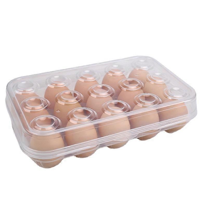 15 Grid Egg Storage Box, Plastic Egg Box, Egg Holder, Transparent Plastic Portable Stackable Egg Container with Lid for Kitchen, Protect Keep Egg Fres