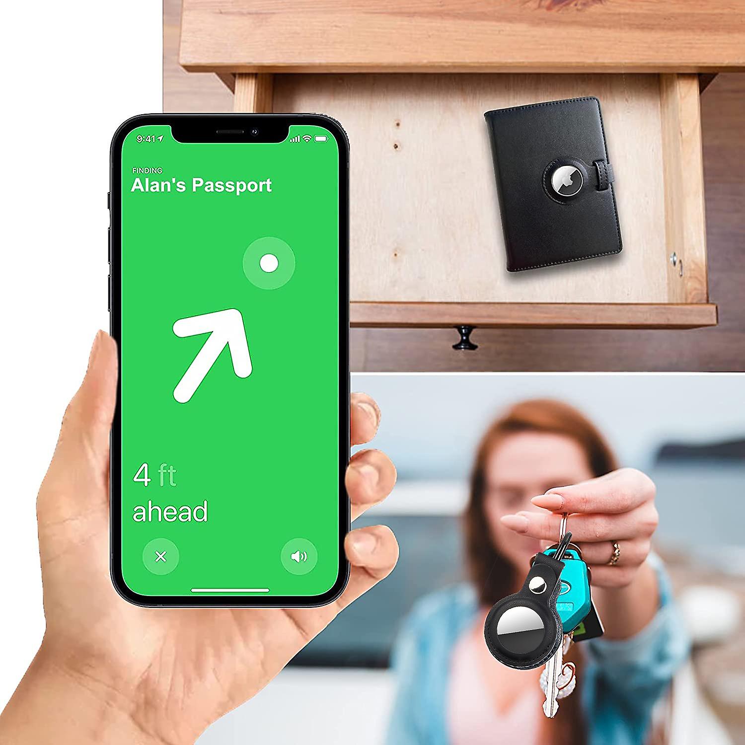 Porte-passeport Airtag en cuir véritable noir pour passeport et porte-cartes de vaccin avec étui Airtag pour adulte unisexe, marron, 5.5inch, Minimaliste