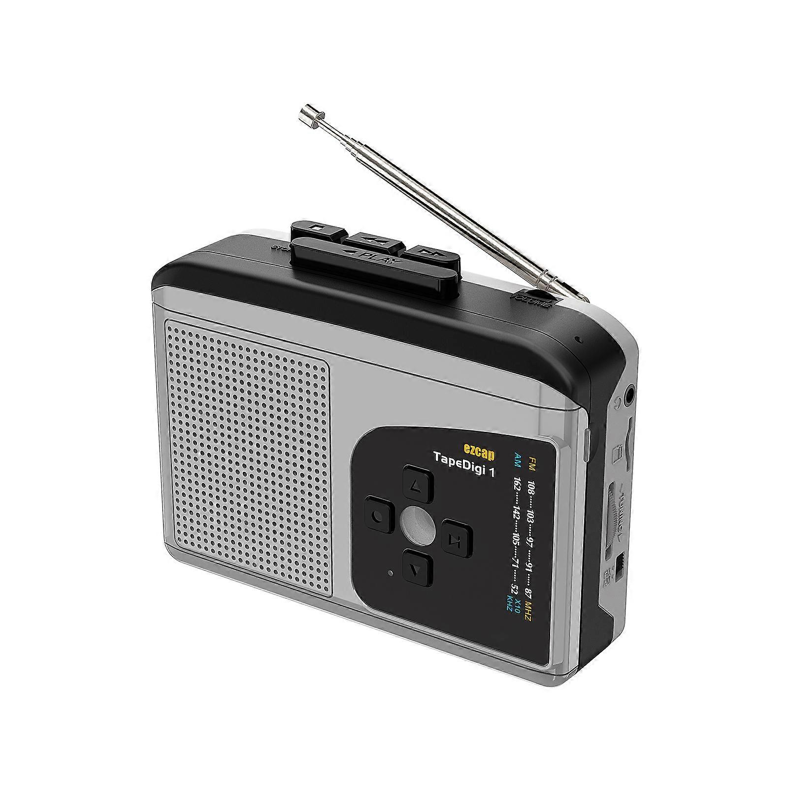 ezcap234 USB Cassette Player with USB Power Cable Tape-to-MP3 Converter Built-in Speaker Microphone Portable Walkman Voice Recorder Support AM/FM