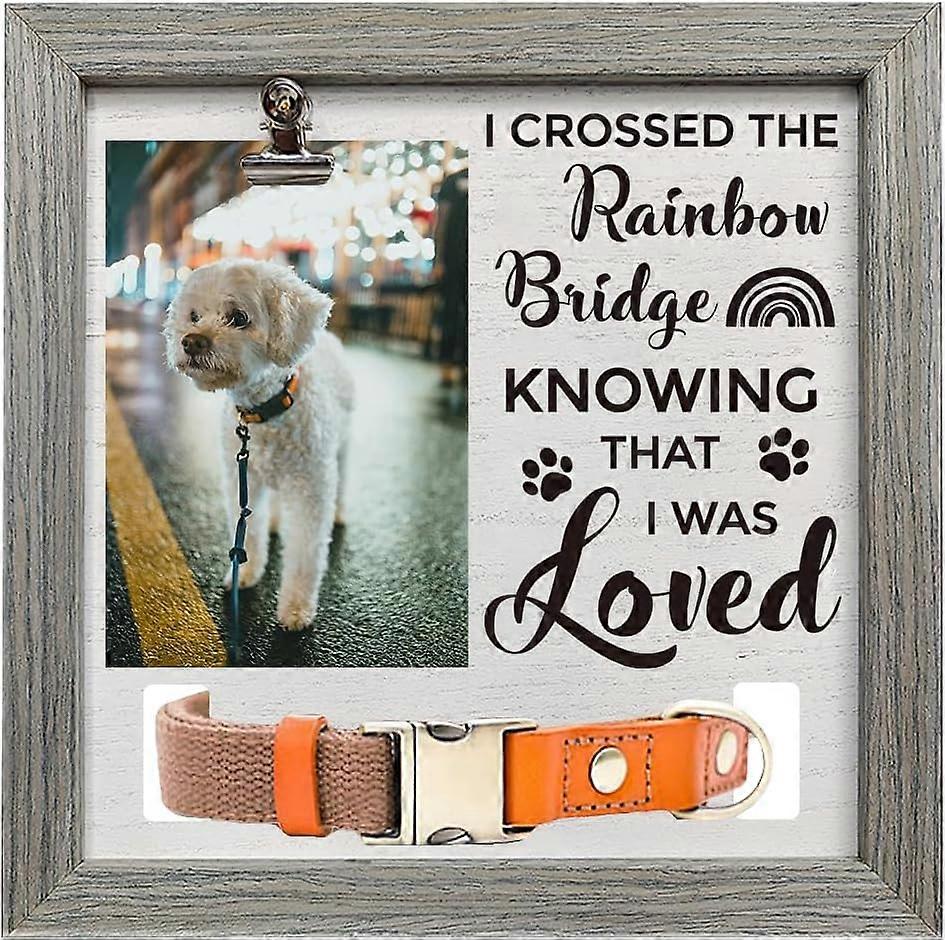MDF Pet Photo Frames for Tabletop Display Photo Frame Square with Word Gray Rainbow 230x230mm