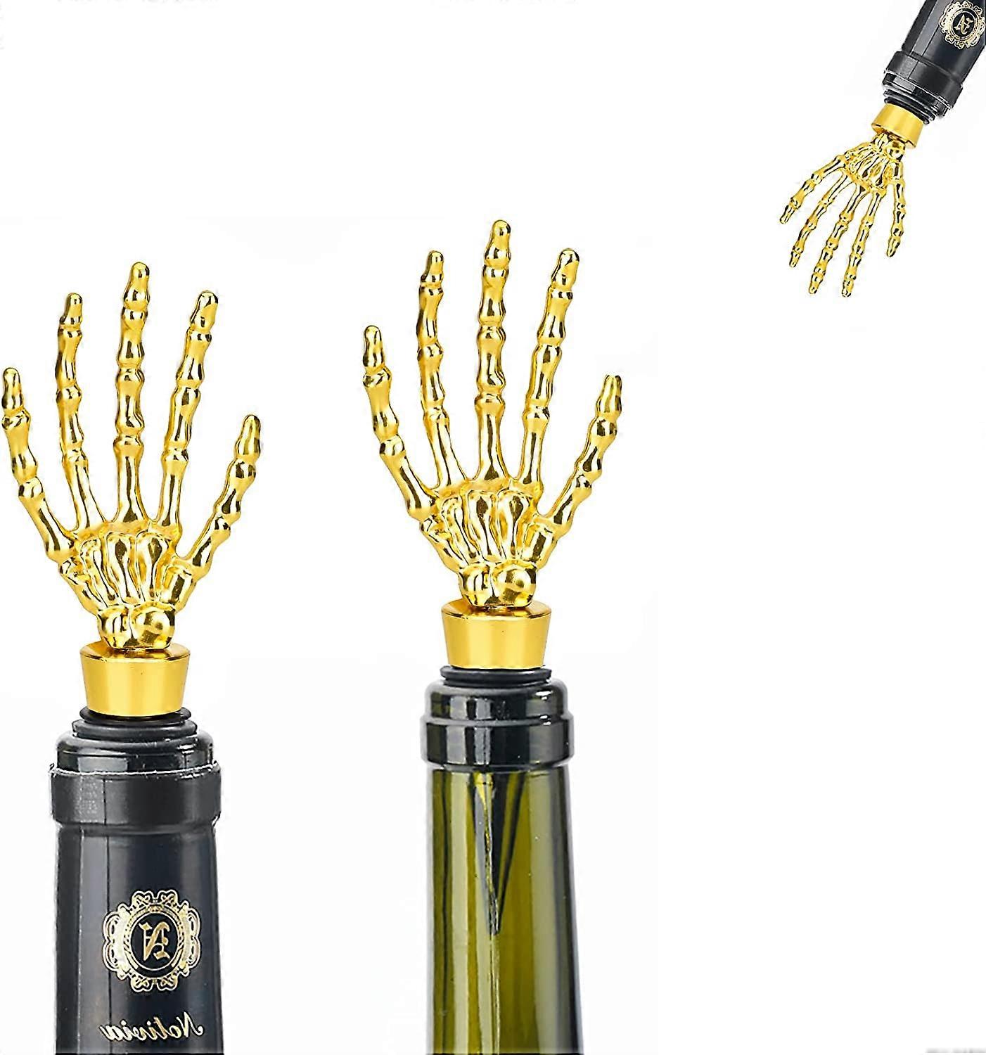 2 Pack Wine Corks, Reusable, Leak Proof, Beverage Silicone Cap Sealer (Gold)