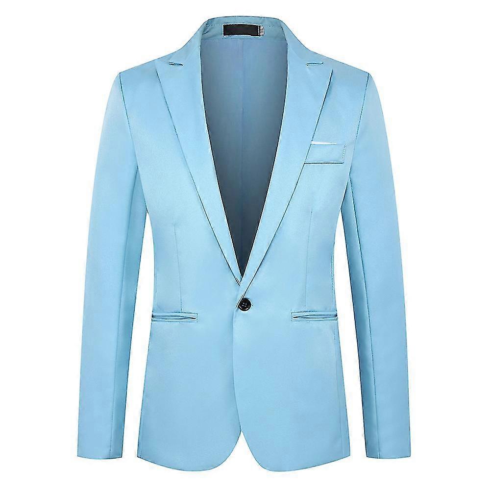 Men One Button Blazer Notched Lapel Formal Party Evening Business Suit Jacket-MXBC