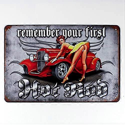 تذكر أول علامة قصدير معدنية ساخنة مناسبة للمنزل والمطبخ بار مقهى المرآب ديكور الحائط الرجعية خمر 8 × 12 بوصة