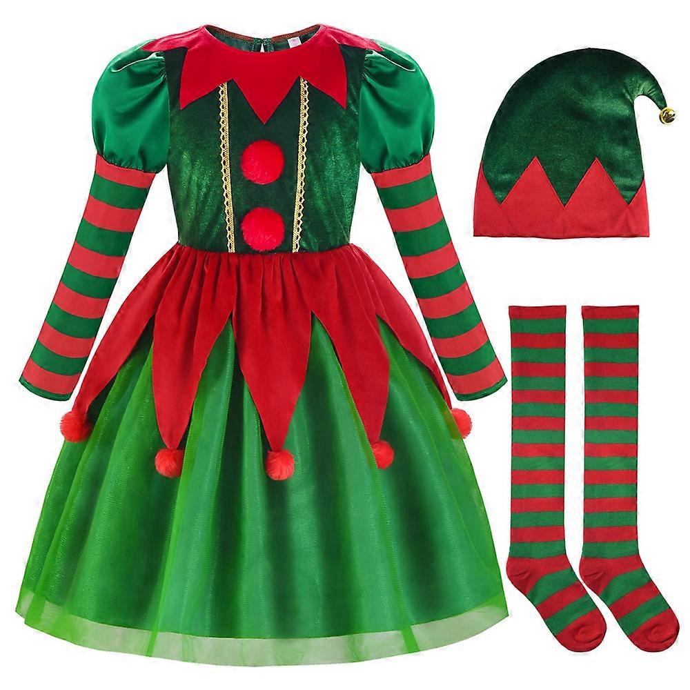 Robe de lutin de Noël pour les enfants filles Noël Père Noël petit assistant déguisements